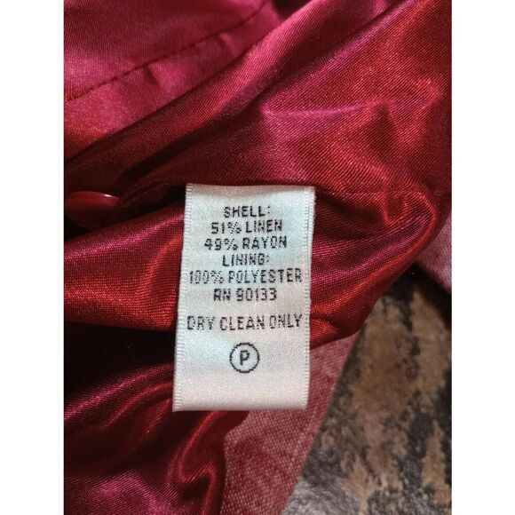 Linea Blazer Ladies Small Red Linen Blend - Picture 6 of 7